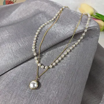 1 Pc Cute Layer Pearl Pendant Necklace